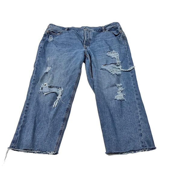 Old Navy High-Rise Slouchy Straight Women Medium Wash Capri Jeans Sz 20 42x25 - Picture 1 of 12